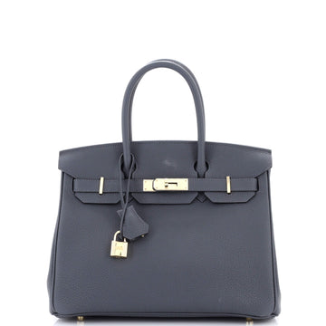 Hermes Birkin Handbag Grey Togo with Permabrass Hardware 30