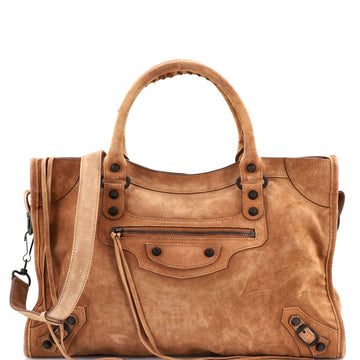 Balenciaga City Classic Studs Bag Suede Medium
