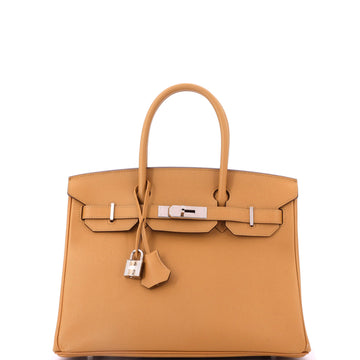 Hermes Birkin Handbag Brown Epsom with Palladium Hardware 30