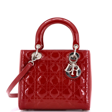 Christian Dior Lady Dior Bag Cannage Quilt Patent Medium