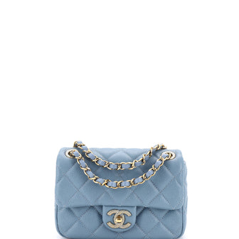 Chanel Textured CC Classic Single Flap Bag Quilted Caviar Mini