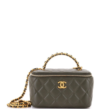 Chanel Pick Me Up Top Handle Vanity Case with Chain Quilted Lambskin Small