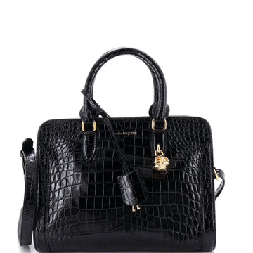 Alexander McQueen Padlock Zip Around Tote Crocodile Embossed Leather Small