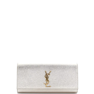 Saint Laurent Classic Monogram Clutch Metallic Calfskin Long