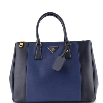 Prada Bicolor Double Zip Lux Tote Saffiano Leather Medium