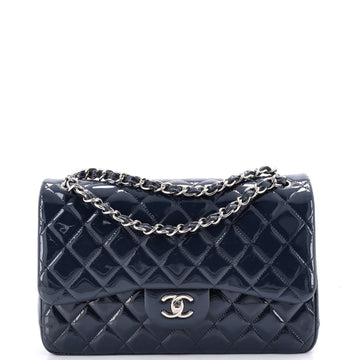 Chanel Classic Double Flap Bag Quilted Patent Jumbo