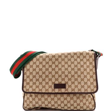 Gucci Web Strap Flap Messenger GG Canvas Medium