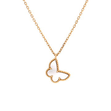 Van Cleef & Arpels Sweet Alhambra Butterfly Pendant Necklace 18K Yellow Gold and Mother of Pearl