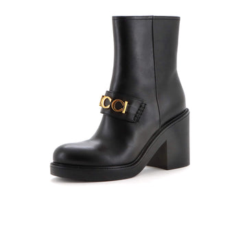 Gucci Women's Logo Heeled Ankle Boots Leather