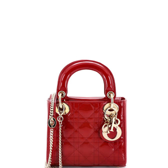 Christian Dior Lady Dior Chain Bag Cannage Quilt Patent Mini