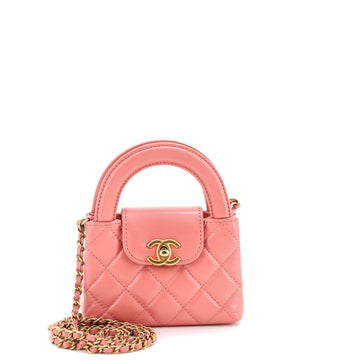 Chanel Kelly Top Handle Shopping Bag Quilted Shiny Aged Calfskin Nano