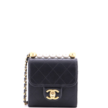 Chanel Chic Pearls Flap Clutch with Chain Quilted Goatskin Mini