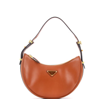 Prada Arque Half Moon Hobo Leather Small