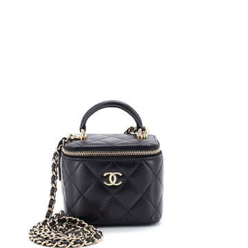Chanel Classic Top Handle Vanity Case with Chain Quilted Lambskin Mini