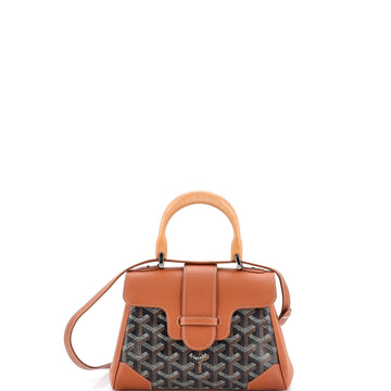 Goyard Saigon Top Handle Bag Coated Canvas with Leather Mini