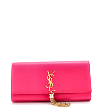 Saint Laurent Classic Monogram Tassel Clutch Leather Long