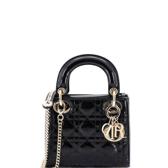 Christian Dior Lady Dior Chain Bag Cannage Quilt Patent Mini
