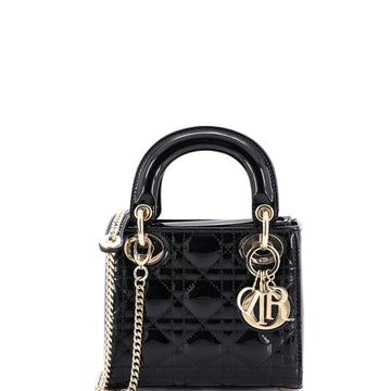 Christian Dior Lady Dior Chain Bag Cannage Quilt Patent Mini