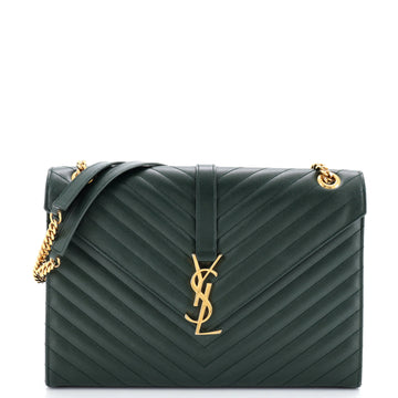 Saint Laurent Classic Monogram Envelope Satchel Matelasse Chevron Leather Large