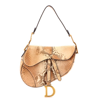 Christian Dior Saddle Handbag Python Medium
