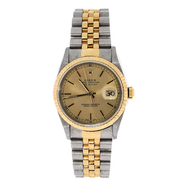 Rolex Oyster Perpetual Datejust Automatic Watch Stainless Steel and Yellow Gold 36
