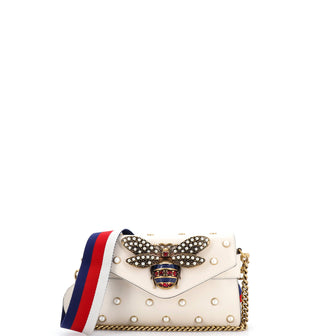 Gucci Broadway Pearly Bee Shoulder Bag Embellished Leather Mini