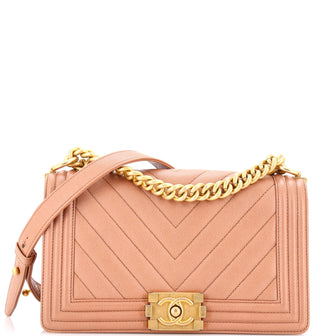 Chanel Boy Flap Bag Chevron Caviar Old Medium