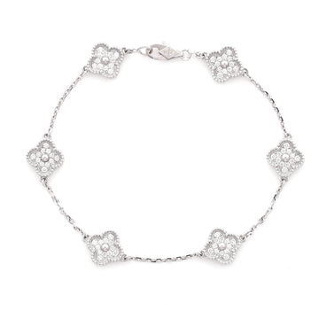 Van Cleef & Arpels Sweet Alhambra 6 Motifs Bracelet 18K White Gold and Diamonds