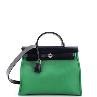 Hermes Herbag Zip Leather and Toile 31