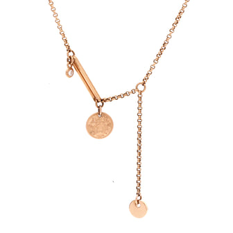 Hermes Ex-Libris Pendant Necklace 18K Rose Gold with Diamond Very Small