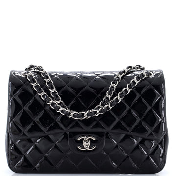 Chanel Classic Double Flap Bag Quilted Patent Jumbo