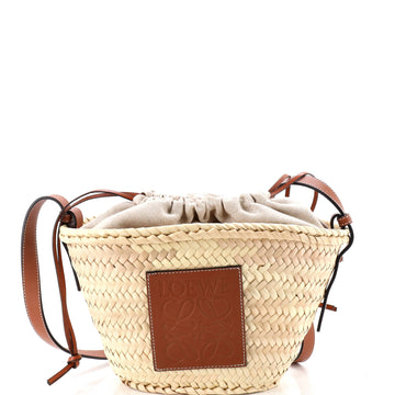 Loewe Drawstring Bucket Crossbody Bag Raffia and Leather