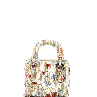 Christian Dior Lady Dior Chain Bag Embroidered Printed Calfskin Mini