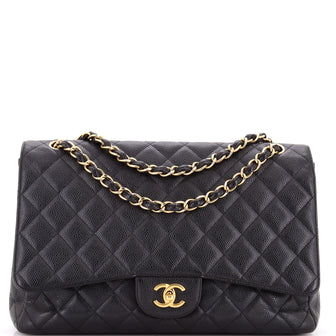 Chanel Classic Single Flap Bag Quilted Caviar Maxi