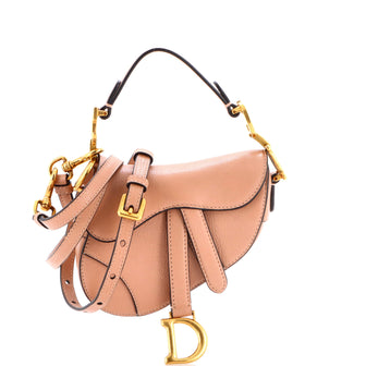 Christian Dior Saddle Handbag with Strap Leather Micro