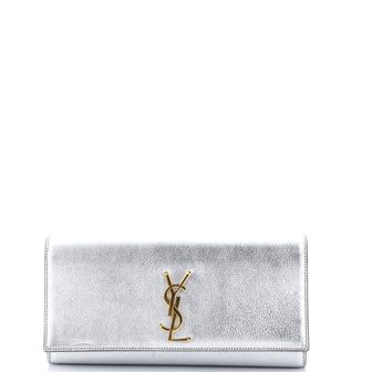 Saint Laurent Classic Monogram Clutch Metallic Calfskin Long