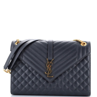 Saint Laurent Classic Monogram Envelope Satchel Mixed Matelasse Leather Large