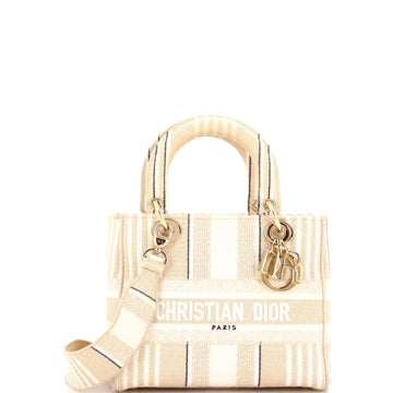 Christian Dior Lady D-Lite Bag Embroidered Canvas Medium