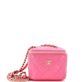 Chanel Classic Vanity Case with Chain Quilted Caviar Mini