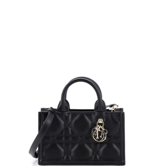 Christian Dior Book Tote with Strap Macrocannage Quilt Calfskin Mini