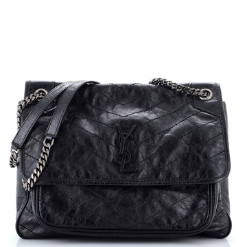 Saint Laurent Niki Chain Flap Bag Matelasse Chevron Leather Large