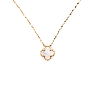 Van Cleef & Arpels Vintage Alhambra Pendant Necklace 18K Yellow Gold and Mother of Pearl