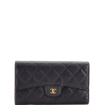 Chanel L-Flap Wallet Quilted Caviar Long