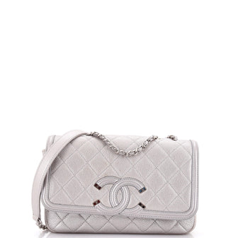 Chanel Filigree Flap Bag Quilted Caviar Small
