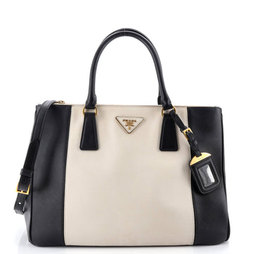 Prada Bicolor Double Zip Lux Tote Saffiano Leather Medium