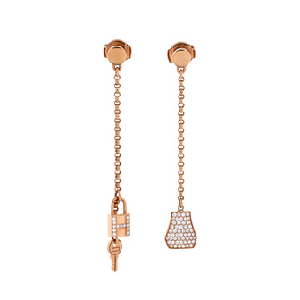 Hermes Kelly Clochette Drop Earrings 18K Rose Gold and Diamonds