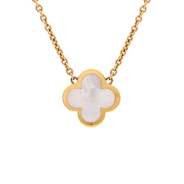 Van Cleef & Arpels Pure Alhambra Pendant Necklace 18K Yellow Gold and Mother of Pearl