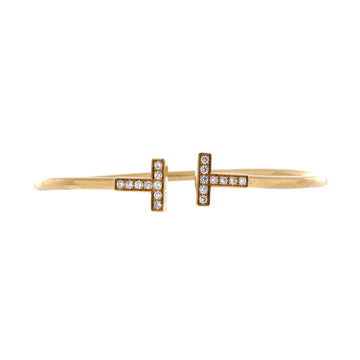 Tiffany & Co. T Wire Bracelet 18K Yellow Gold and Diamonds