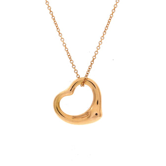Tiffany & Co. Elsa Peretti Open Heart Pendant Necklace 18K Rose Gold 16mm