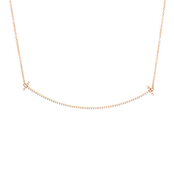 Tiffany & Co. T Smile Pendant Necklace 18K Rose Gold with Diamonds Large